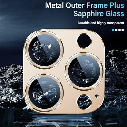 Uyiton for iPhone 12 Pro Max Camera Lens Protector, [Drop Protection][Strong Adsorption] 9H Tempered Glass Camera Cover Screen Metal Ring Case Friendly Scratch Resistant Easy to Install - Gold