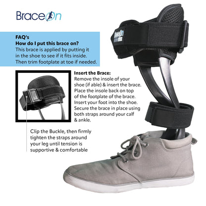 Brace On AFO S-Type Drop Foot Stabilizer Brace, Men's Right