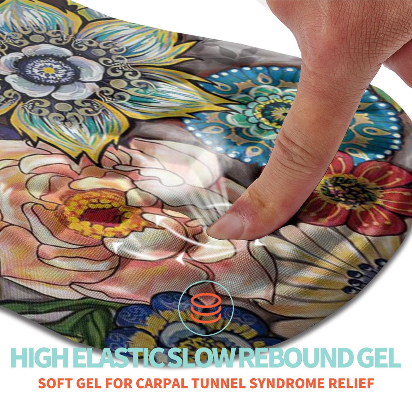 Kuosgm Ergonomic Mouse Pad Wrist Support with Memory Foam Massage Bulge, Carpal Tunnel Pain Relief Mousepad Wrist Rest for Mouse(12x8 inch, Blooming)