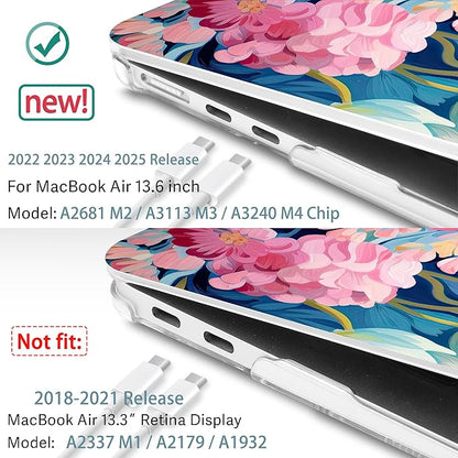 May Chen for MacBook Air 13.6 Inch Case 2025/2024/2023/2022 Release (Model A2681 A3113 A3240, M2 M3 M4 Chip) – Hard Shell Laptop Cover with Keyboard Cover & Screen Protector，Flowers Painting