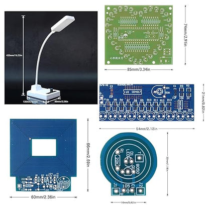 Soldering Practice Kit 5-in-1 DIY Classic Desk Lamp, Square Metal Detector, Small Tesla, Heart Shaped Flow Lamp Soldering Skills Learning DIY Electronic Product Soldering Kit