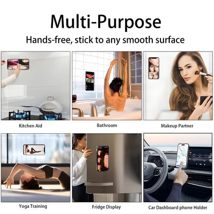 Silicone Double-Sided Suction Phone Case Detachable Mount, Car Dashboard Phone Holder, Fidget Sticky Grip Phone Accessories, Hands-Free Trending Stuff Stand for ASMR/TikTok/Gym/Cooking Creator(White)