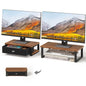WOHOMO Dual Monitor Stand Riser with Drawers, Desk Organizers for 2 Monitors, Desktop Storage Stand for Computer,Laptop,Walnut