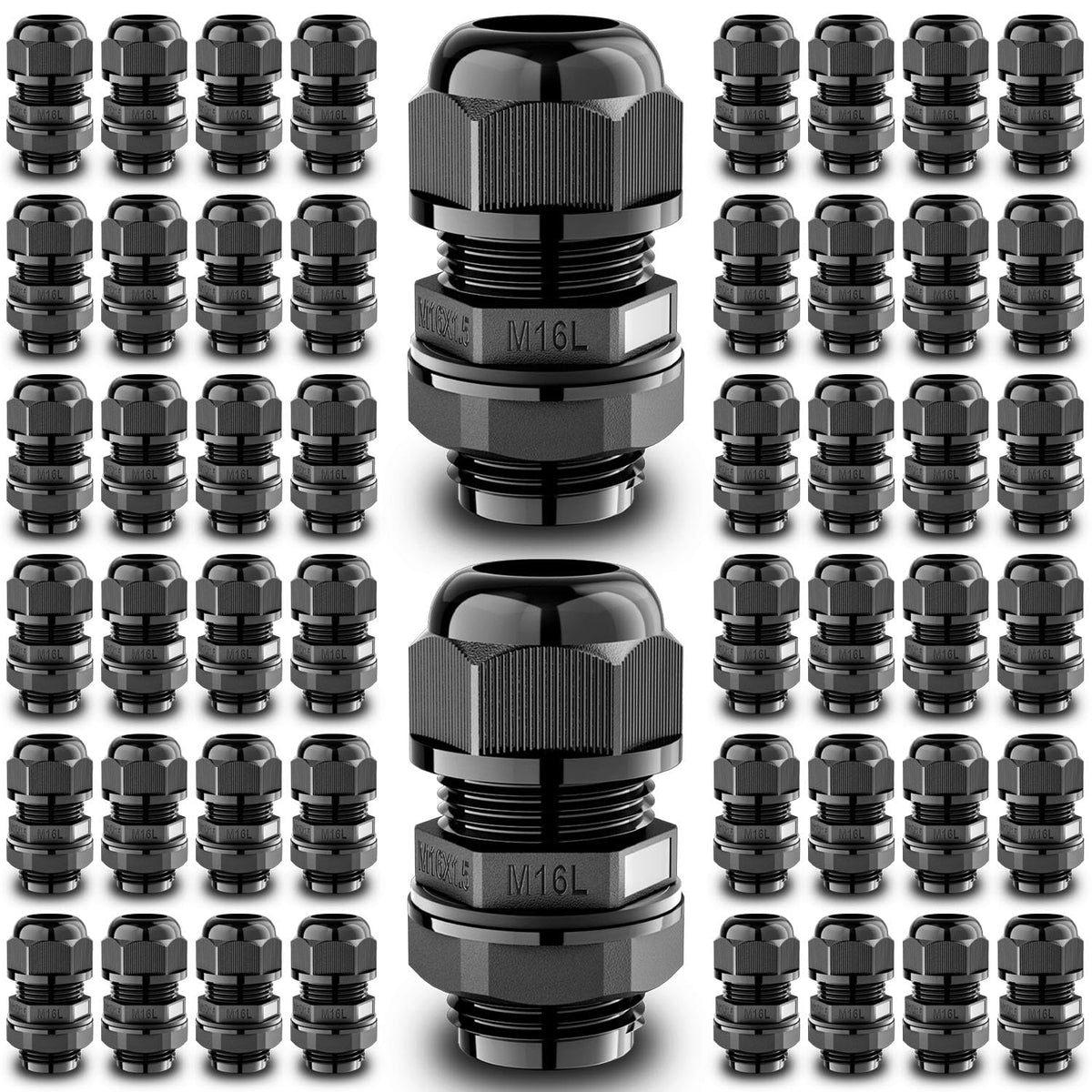 QILIPSU 10pcs M12L Long Thread Cable Gland Waterproof IP68 Nylon Strain Relief Cord Grip Cable Pass Through Wire Connector