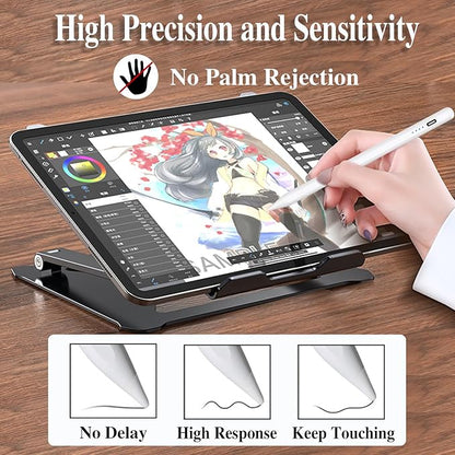 Stylus Pens for Touch Screens POM Tip Magnetic iPad Pencil Rechargeable Tablet Pencil Active Stylus Pen for iPad/Pro/Air/Mini/iPhone and Other Smartphone Devices