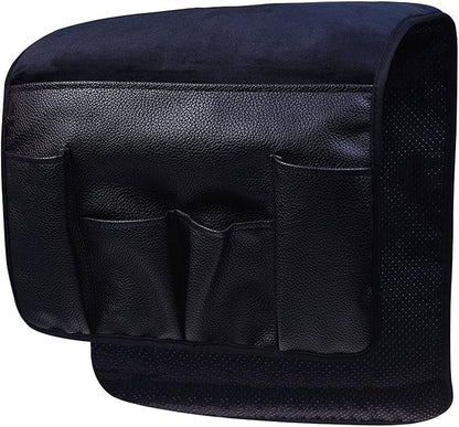 Wanty Velvet Sofa Couch Chair Armrest Soft Caddy Organizer Holder for Remote Control, Cell Phone, Book, Pencil (Black)