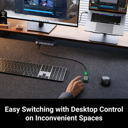 UGREEN USB 3.0 Switch 2 Computers Sharing USB C & A Devices, 4 Port USB Switcher Sharing Keyboard and Mouse, Printer/Scanner USB Switch Hub for Two Computers with 2 USB3.0 Cables and Controller