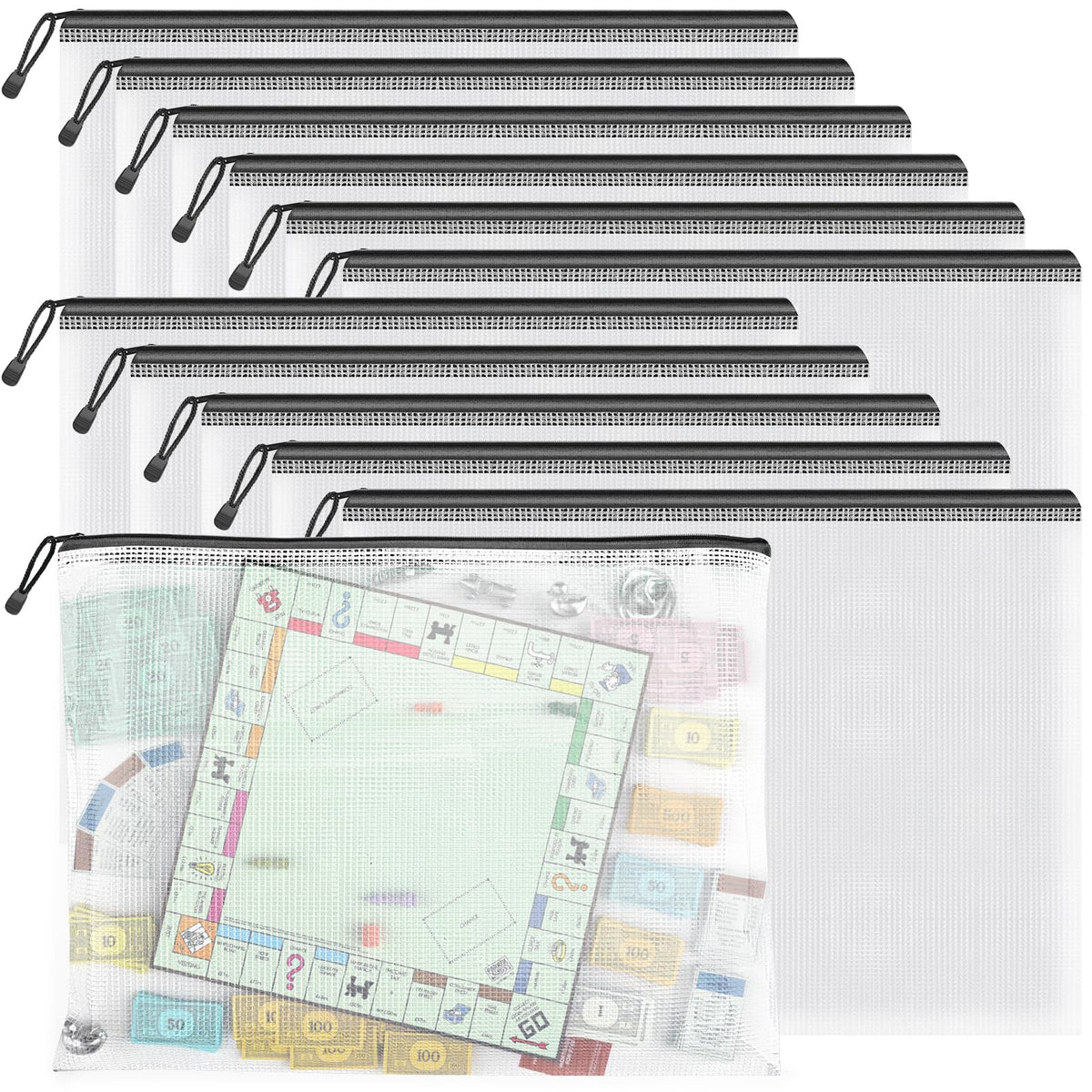 Umriox 12 Pack B4 Black Mesh Zipper Bags, File Organizer Pouch for Storage