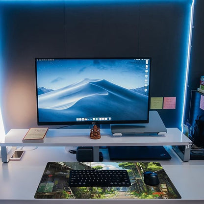 Anime Abandoned Town Desk Mat, Large Gaming Mouse Pad with Non-Slip Base and Stitched Edge, 31.5"x11.8"