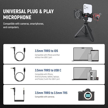 NEEWER Basics PA050 Vlogging Kit for iPhone Android Phone for YouTube TikTok Streaming Video Recording, Selfie Stick Tripod + Microphone + LED Fill Light, Youtuber Starter Content Creator Essentials