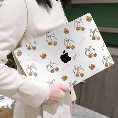 MEEgoodo Case for MacBook Pro 13 inch Case 2022 2021 2020 New A2338 M2/M1 A2251 A2289, Laptop Hard Shell with Keyboard & Camera Cover Compatible with 13 inch MacBook Pro, Teddy Bear & Bows