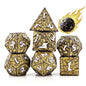PJOY Metal D&D Dice Set for Dungeons and Dragons Dice with Case Meteorite Black Gold Glitters 7PCS 16mm Role Playing Cool DND Gifts for Players DM Board Game Masters