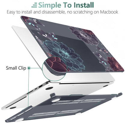 DONGKE Compatible with MacBook Pro 16 Inch Case (2026-2021 Release, M5 M4 M3 M2 M1 Pro/Max Chip), Plastic Hard Shell Cover with Keyboard Cover & Screen Protector for MacBook Pro 16", Dahlia Flowers