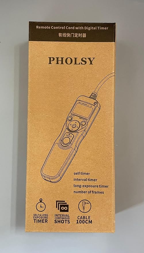 PHOLSY N8 Timer Remote Control Cable with Intervalometer for Nikon Z8, Z9, D3, D4, D5, D6, D800, D850, D810, D700, D500, D300, D200, F6, F100, F5, F90, N90s, D1X, D2H, D3X, Replaces Nikon MC-36A