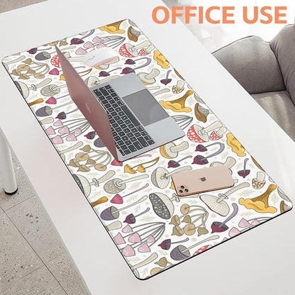 Mouse Pad Large Colorful Mushrooms Non-Slip Gaming Desk Mat with Stitched Edge Laptop Keyboard Desk Pad for Work Home Gaming (35.4 x 15.7 Inches)