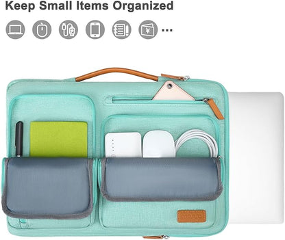 MOSISO 360 Protective Laptop Case 16 inch, 15-15.6 inch Laptop Sleeve Compatible with MacBook Pro 16, HP, Acer, Dell, Lenovo, ASUS, Side Open Carrying Case with 4 Zipper Pockets&Handle, Aqua Green