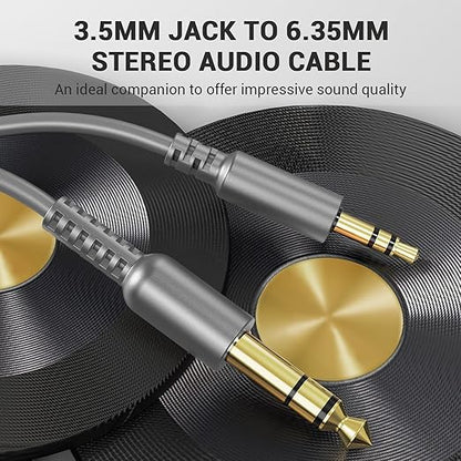 OneOdio 6.35mm to 3.5mm 6.6-9.8FT Stereo Adapter Cable Compatible with AMPs, Electronic Keyboards, Mixers, Guitars and Pro10/Pro30/Pro50 Headphones of OneOdio-Gray