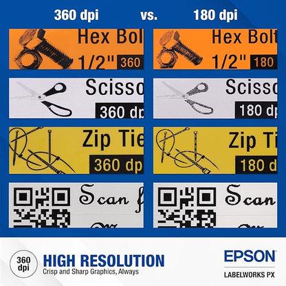 LABELWORKS Epson LW-PX800 Industrial Wireless Label Maker - Desktop Label Printer Compatible with Large Variety of Tape Types