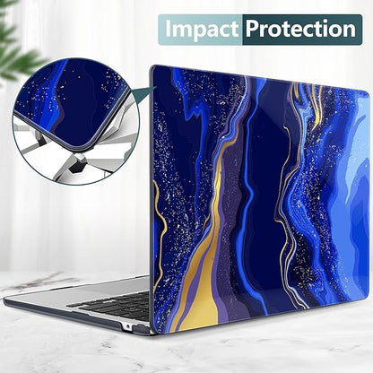 TWOLSKOO Compatible with M4 MacBook Air 13.6 inch Case 2025-2022 Release M4 A3240 M3 A3113 M2 A2681, Plastic Hard Shell & Keyboard Cover & Type C Adapter & Screen Protector, Abstract Marble