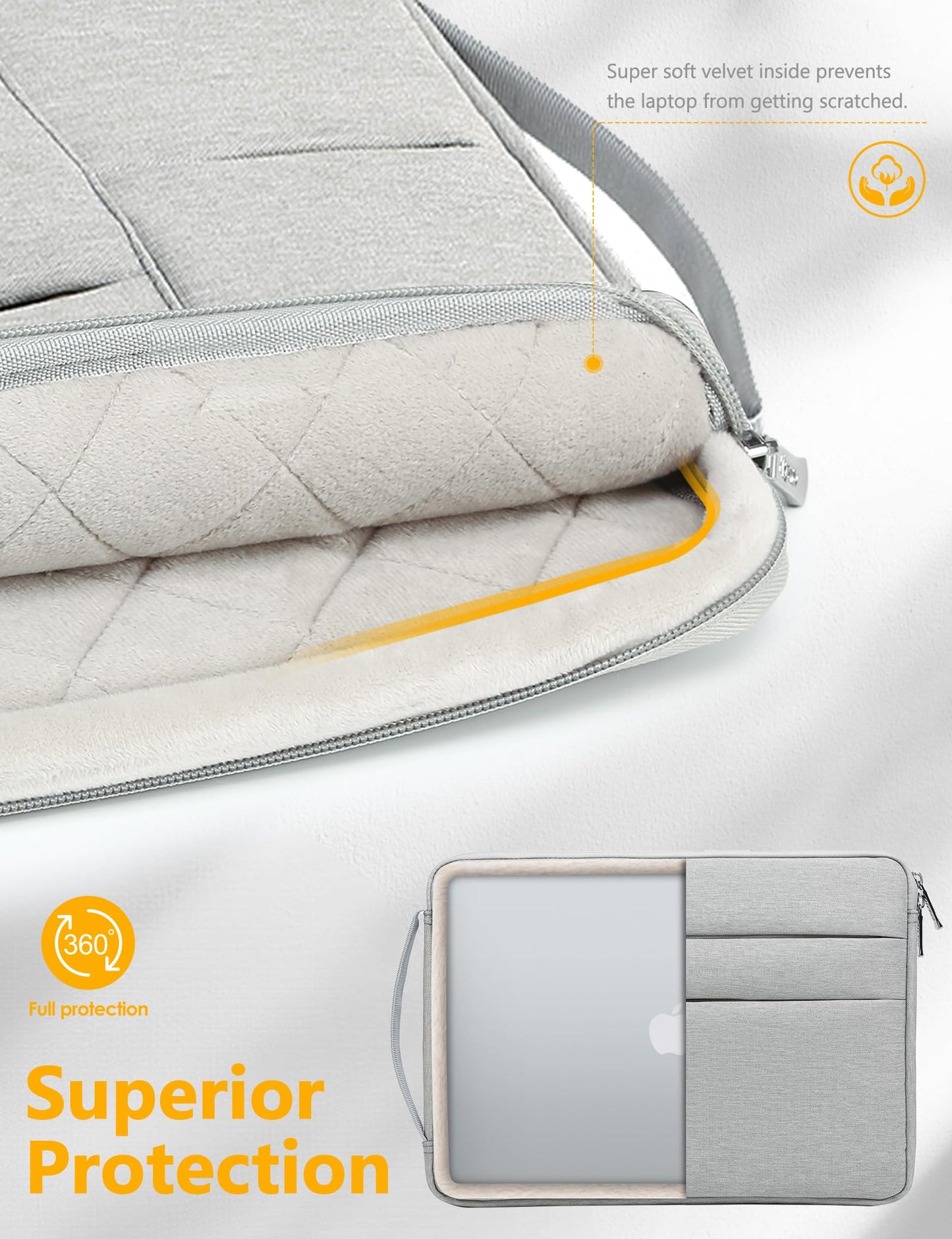 HYZUO 13.3-14 Inch Laptop Case Sleeve Bag for MacBook Pro 14 M5, Light Gray