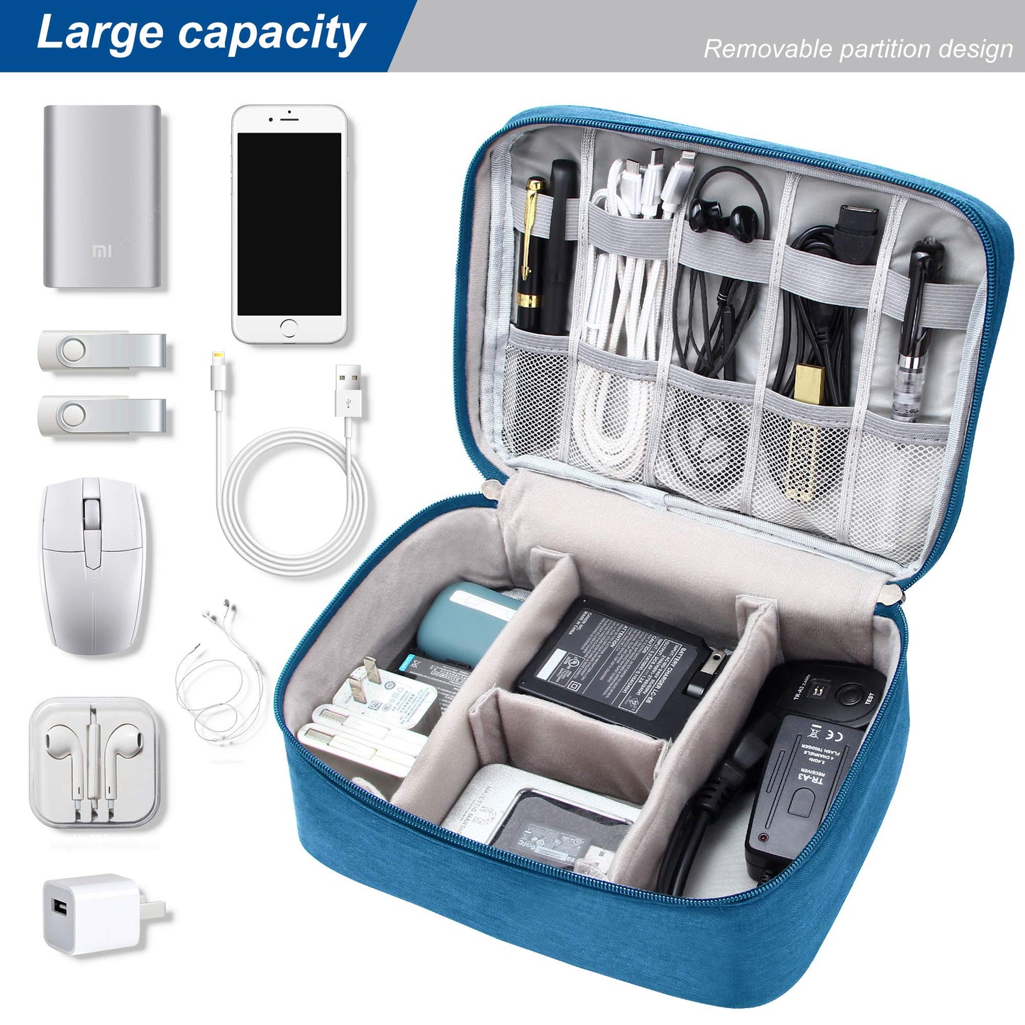 SELLYFELLY Electronics Organizer Travel Universal Cable Organizer Bag Waterproof Electronics Accessories Storage Cases for Cable, Charger, Phone, USB, SD Card, Hard Drives, Power Bank, Cords
