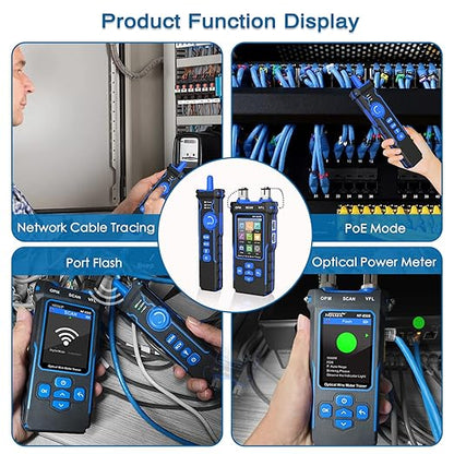 NOYAFA NF-8508 Network Cable Tester with Optical Power Meter, CAT5 CAT6 Cable Toner Ethernet Cable Tester, RJ45 Network Tester, VFL PoE QC Test Wire Tracer Port Flashing 200M Length Test