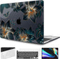 TWOLSKOO Compatible with MacBook Pro 13 inch Case 2023-2016 A2338 M2/M1 A2251 A2289 A2159 A1989 A1706, Plastic Hard Shell Cover & Keyboard Skin & Screen Protector - Golden Lilies