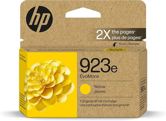 HP 923e EvoMore High Yield Yellow Ink Cartridge | Works with OfficeJet 8120, Pro 8130 Series | Carbon Neutral | 4K0T6LN