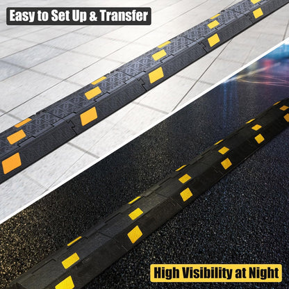 OranLite 6 Pack 2-Channel Rubber Cable Protector Ramp, 17" x 10" x 1.8" inch Interlocking Floor Wire Cord Cable Cover, Visible at Night, Durable Rubber Speed Bump Hump Ramp (2-Channel 6 Pack)