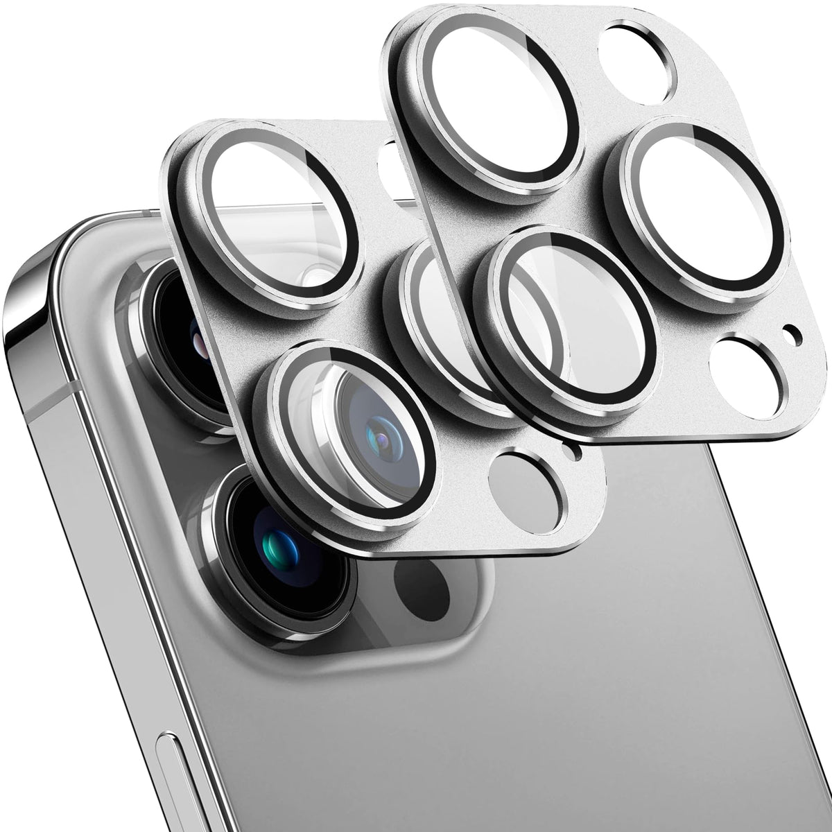 SHANG PIN JIA 2 Pack Camera Lens Protector for iPhone 16 Pro/16 Pro Max,[Not Easy to Breakn ] AR Tempered Glass Strong Adsorption Metal Camera Cover Screen-Black