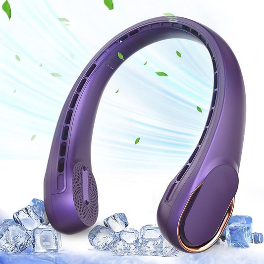 Portable Neck Fan, Neck Fans for Men, 4000 mAh Rechargeable Personal Fan,360° Hands Free Bladeless Fan, 3 Speeds Adjustable, Faster Cooling, Super Quiet, Suitable for Home, Office, Sports