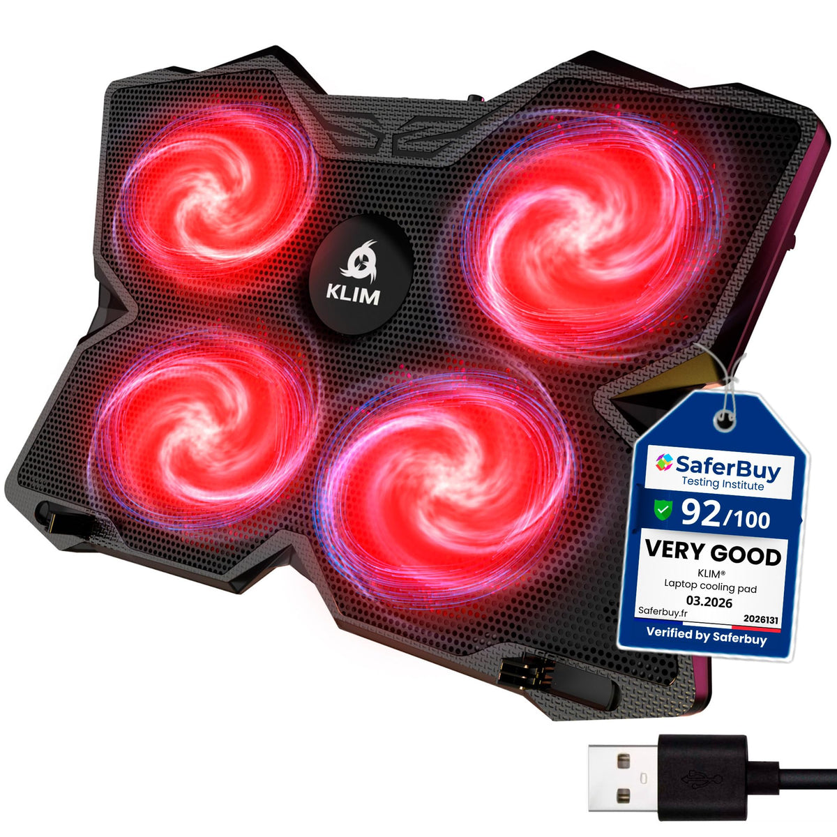 Laptop Cooling Pad with 4 Fans at 1200 RPM - USB Stand for PC and Consoles