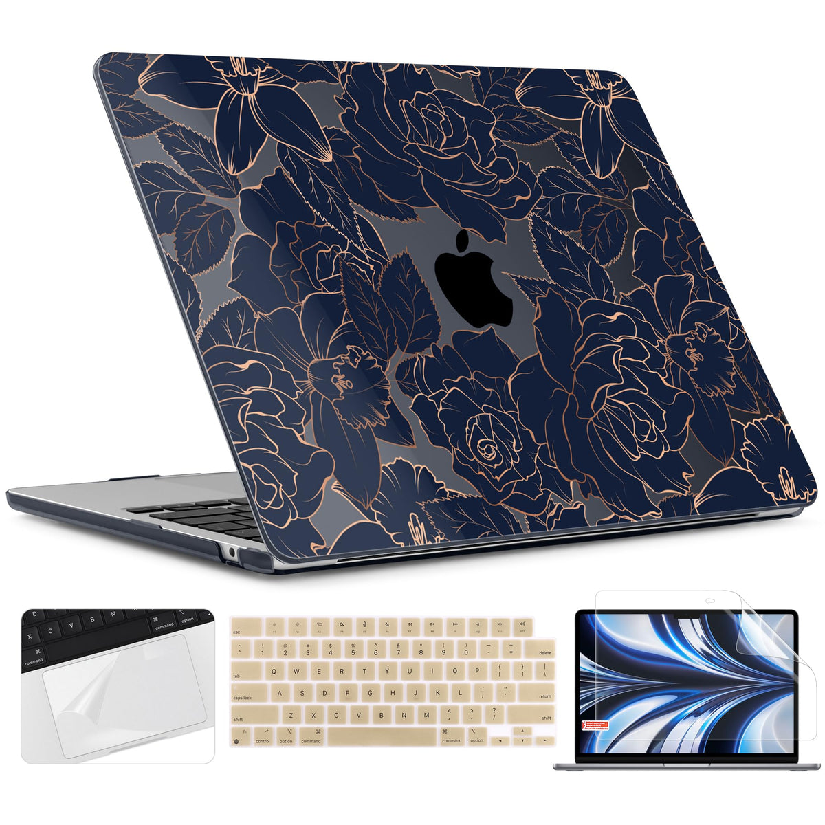 TWOLSKOO for MacBook Air 13 inch Case M5 2026 M4 2025 M3 M2 2024-2022 A3449 A3240 A3113 A2681, Plastic Hard Shell & Keyboard Cover & Screen Film for MacBook Air 13.6 inch Case, Creative Brain