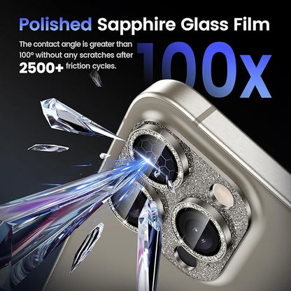 Tensea for iPhone 16 Pro/iPhone 16 Pro Max/iPhone 15 Pro/iPhone 15 Pro Max Camera Lens Protector, Metal Aluminum Alloy Tempered Glass Cover Camera Screen Protector Accessories, Case Friendly