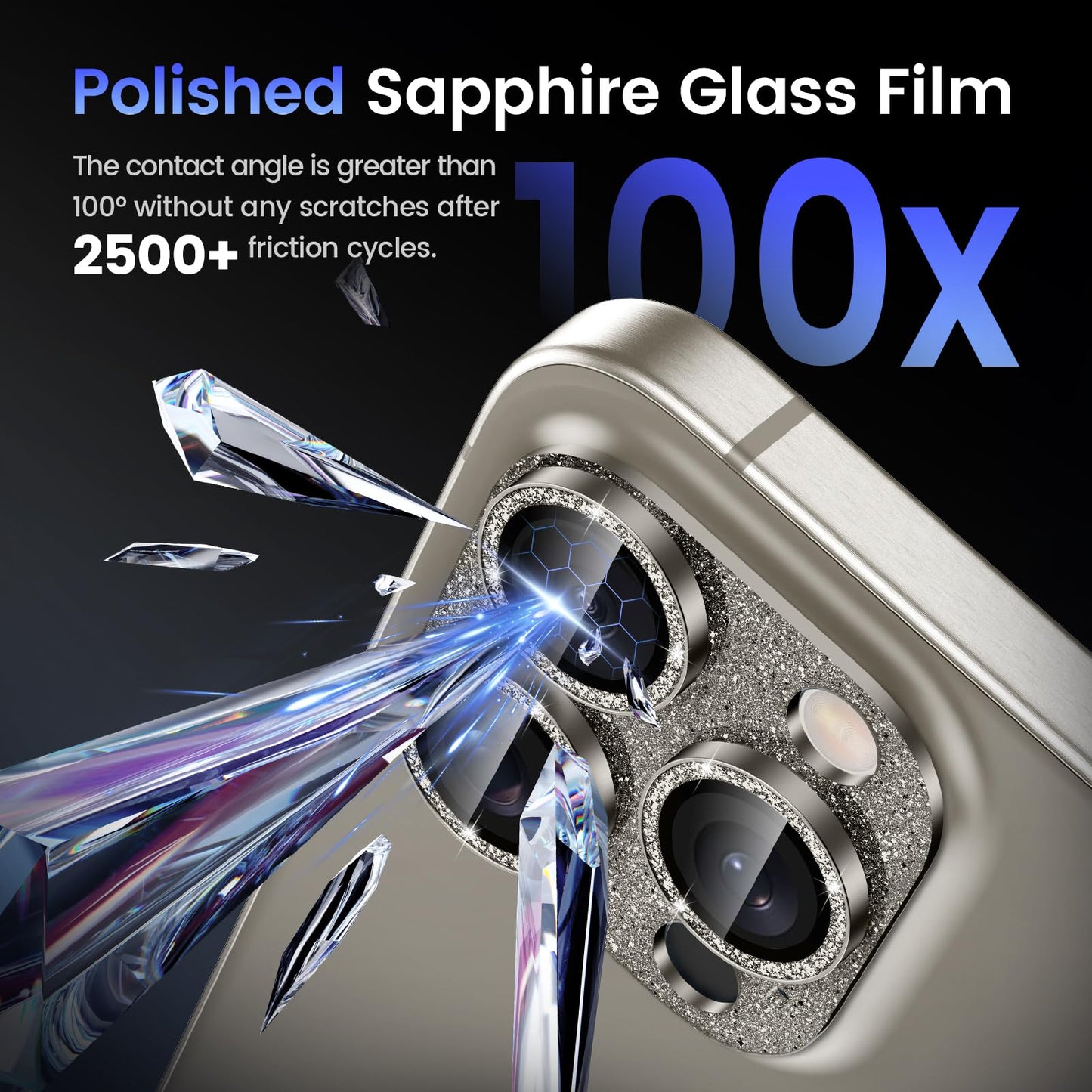 Tensea for iPhone 16 Pro/iPhone 16 Pro Max/iPhone 14 Pro/iPhone 14 Pro Max Camera Lens Protector, Metal Aluminum Alloy Tempered Glass Cover Camera Screen Protector Accessories, Case Friendly