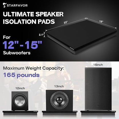 Starfavor Subwoofer Isolation Pad for 12-15 inches Subwoofers,22"x18"x2.1" Isolation Platform Acoustic Riser Pad,Audio Acoustic Noise Isolation Platform Pads for Studio Monitor,Subwoofer,Loud Speakers