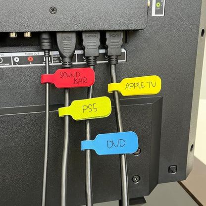Wrap-It Storage - Cable Labels, Medium, Multi-Color (30-Pack) Write On Cord Tags for Wire Management and Identification