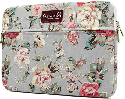 Canvaslove Grey Rose Laptop Sleeve Case Bag with Pocket for MacBook Air 13 inch,iPad Pro 13 inch and 13.3 inch-13.5 inch Laptops