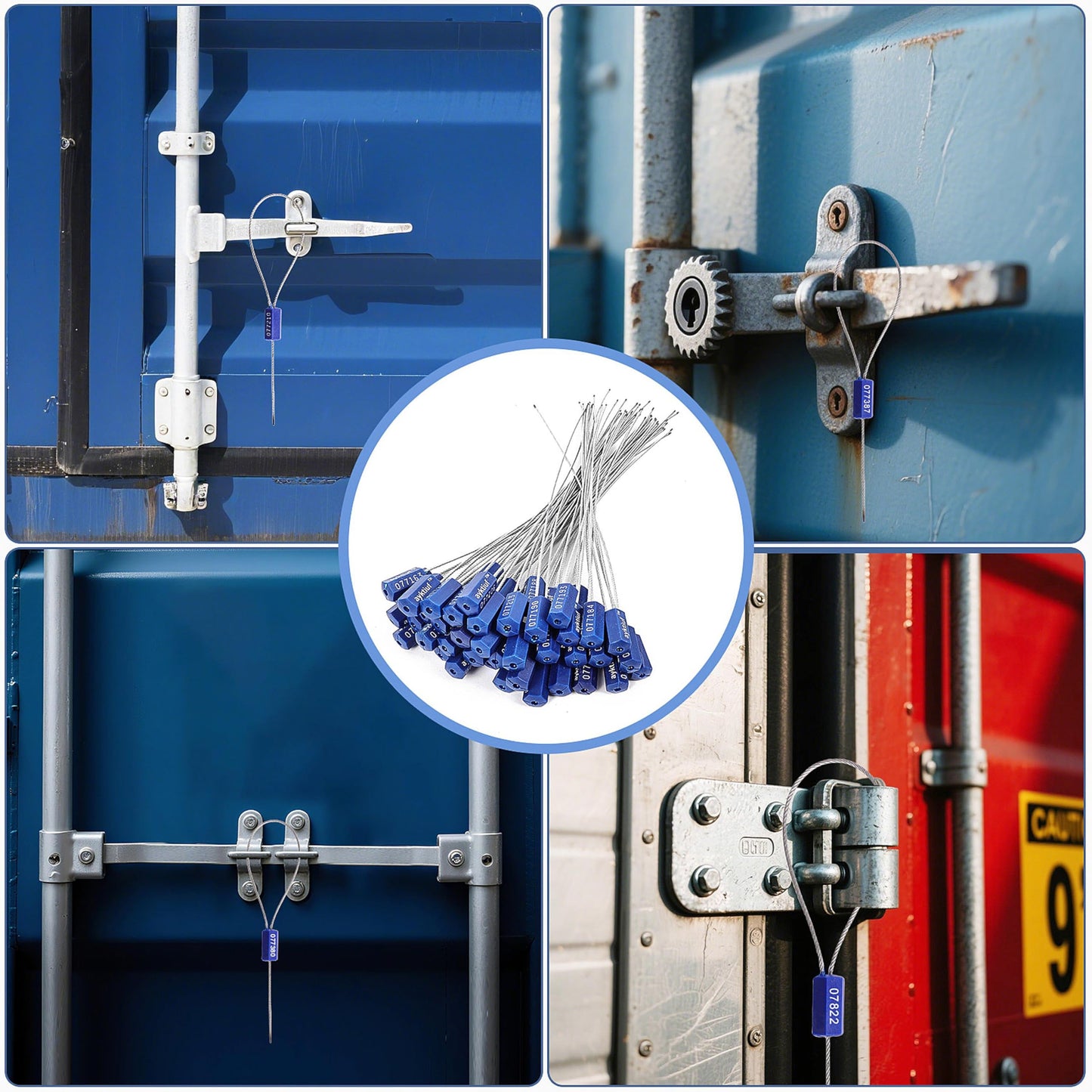 ayktiuf 120 Pieces Security Cable Seals, Metal Number Security Tags for Truck, Trailers, Cargo, Containers, Vans, Oil Tank, Milk Vehicle (Blue, 120 Pack)
