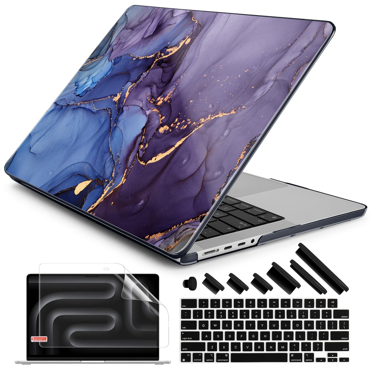 DONGKE Compatible with MacBook Pro 16 Inch Case (2026-2021 Release, M5 M4 M3 M2 M1 Pro/Max Chip), Plastic Hard Shell Cover with Keyboard Cover & Screen Protector for MacBook Pro 16", Abstract Marble