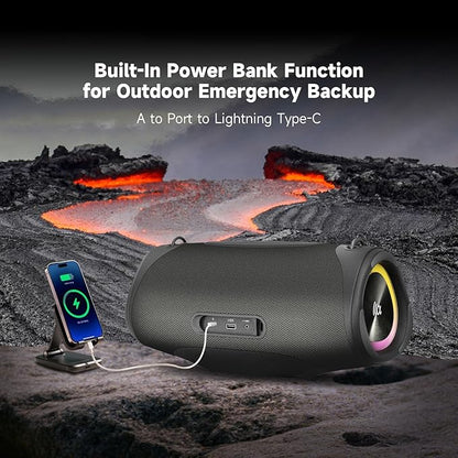 Portable Bluetooth Speaker,IPX7 Waterproof 80W Loud Stereo Sound Wireless Outdoor Speaker for Pool,Shower,Camping Bike Use,8H Playtime