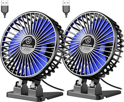 JZCreater USB Desk Fan, Mini Fan Portable, 3 Speeds Desktop Table Cooling Fans, Plug in Power, Rotation Strong Wind, Quiet Personal Small Fan for Home Desktop Office Travel Bedroom, Black (2Pack)