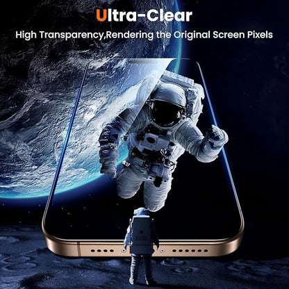 UniqueMe for iPhone 16 Pro Screen Protector - [Military Grade Shatterproof & 9H+ Hardness] Screen Protector 16 Pro Tempered Glass Full Coverage Protection, Easy Installation, 2 Packs