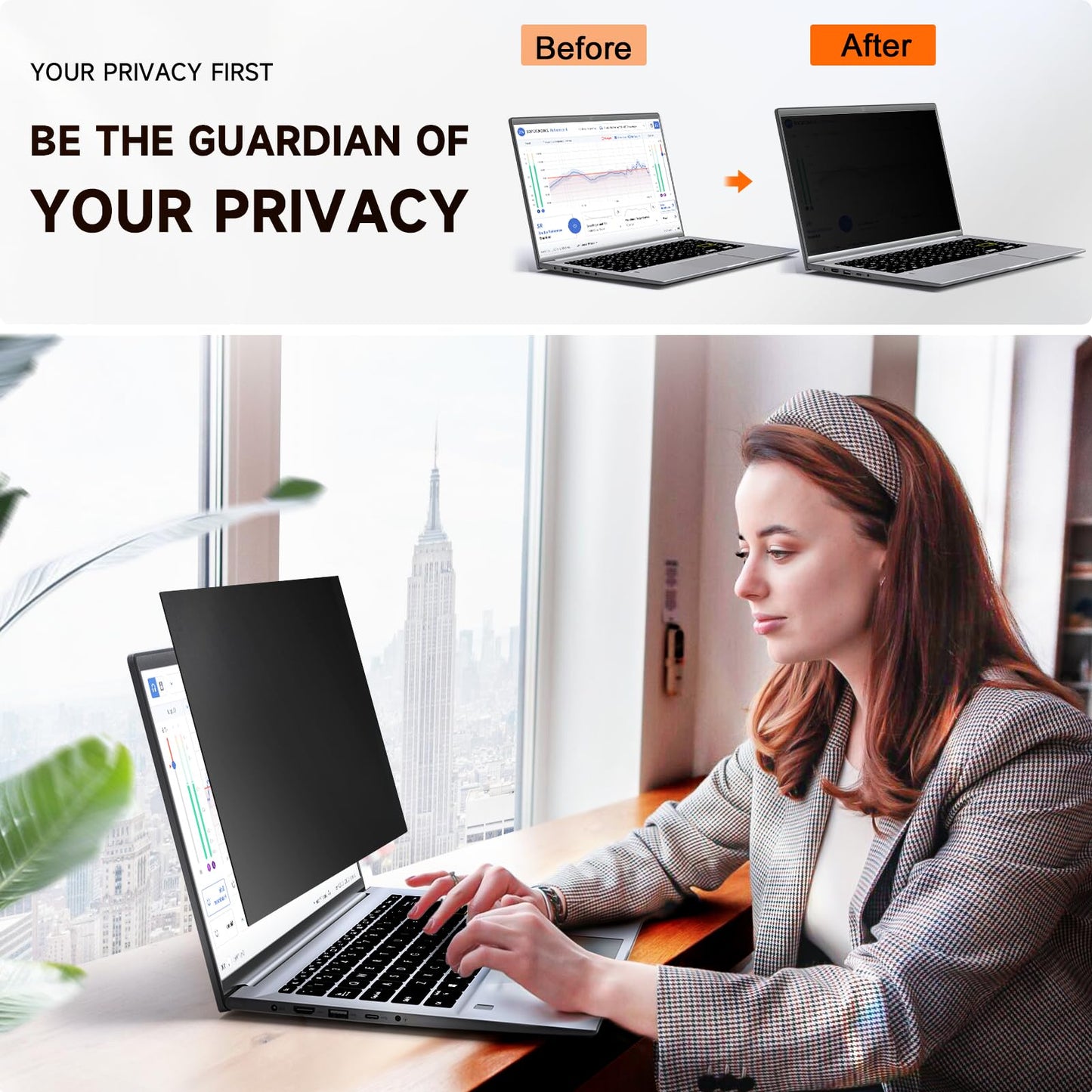 Mamol Laptop Privacy Screen 16 Inch, Compatible with Lenovo, HP, Dell, Acer, Asus, Thinkpad, Envy, Xps - 16:9 Aspect, Anti Blue Light Glare, Removable Privacy Shield, Anti-Scratch Screen Protector