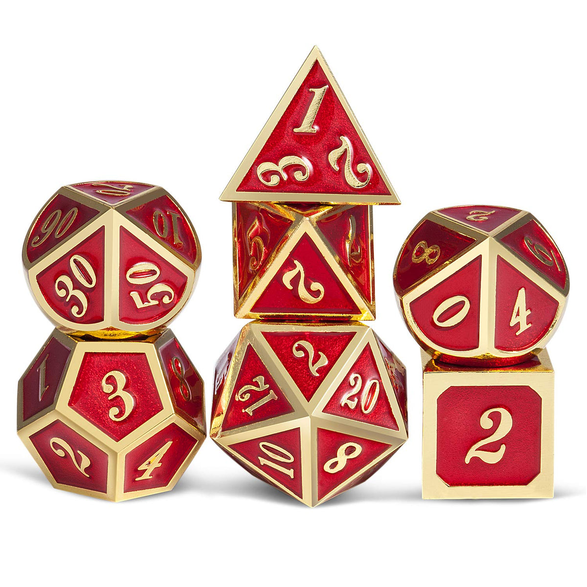 DNDND Metal Dice Set D&D, 7 die Metallic Polyhedral Dice Set with Gift Metal Box and Gold Number for DND Dungeons and Dragons Role Playing Games (Black and Gold)