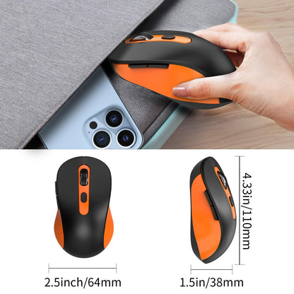 Wireless Mouse for Laptop, PC, Chromebook, Mac, MacBook, Silent Mouse with USB Nano Receiver, Side Button, 2400 DPI, Anti Slip Roller, 6 Button Ergonomics Cordless Computer Mice - Black Orange