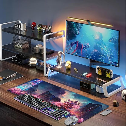 Japanese Fantasy Night City Desk Mat,Large Beautiful Night Scene Gaming Keyboard Mouse Pad,Non-Slip Rubber Base Desk Pad Thick Stitched Edges Waterproof Mousepad Mouse Mat 31.5"x11.8"