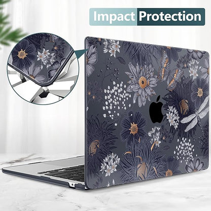 TWOLSKOO Compatible with M4 MacBook Air 15 inch Case 2025-2023 Released Model M4 A3241 M3 A3114 M2 A2941, Plastic Hard Shell & Screen Protector & Keyboard Cover & Trackpad Film, Wild Flower