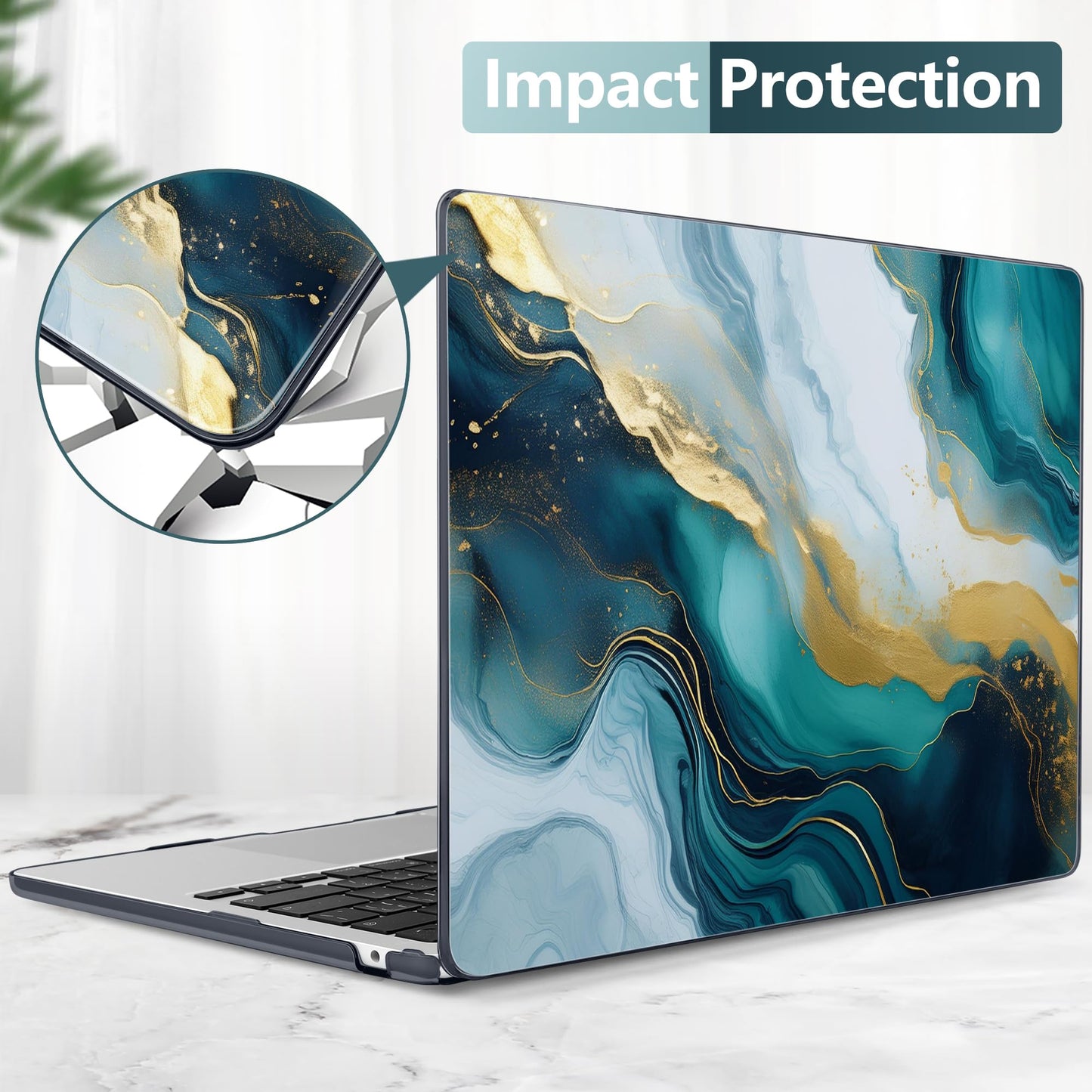 TWOLSKOO for MacBook Air 15 inch Case 2026 2025 2024 2023 Release M5 A3448 M4 A3241 M3 A3114 M2 A2941, Plastic Hard Shell & Screen Protector & Keyboard Cover & Type C Adapter, Graphite Marble