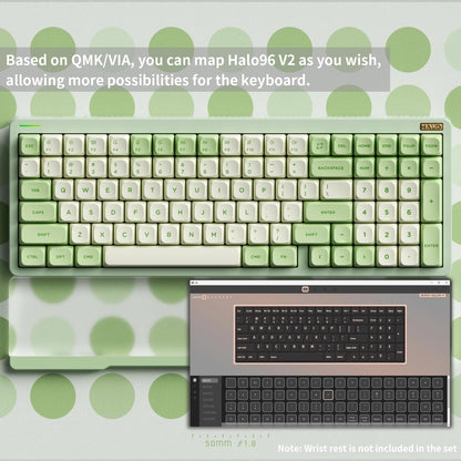nuphy Halo96 V2 Wireless Keyboard,Gasket Structure,96% Hot Swappable Gaming Keyboard, 99 Kyes RGB Backlit Mechanical Keyboard, Support QMK/VIA,Bluetooth/USB-C/2.4GHz-Green,Lemon Switches (55gf)